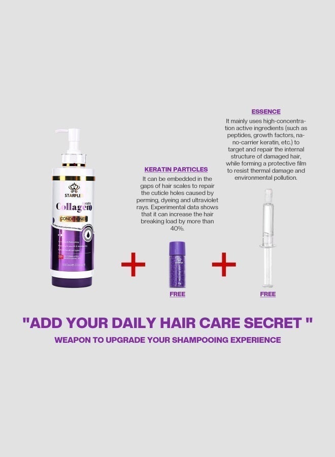 STARPLEX Collagen & Keratin Repairing Conditioner 800ml - Rich Protein for Elasticity & Damage Restoration | Smoothing & Moisturizing | UK Formulated Salon Professional for All Hair Types Women - Image 4