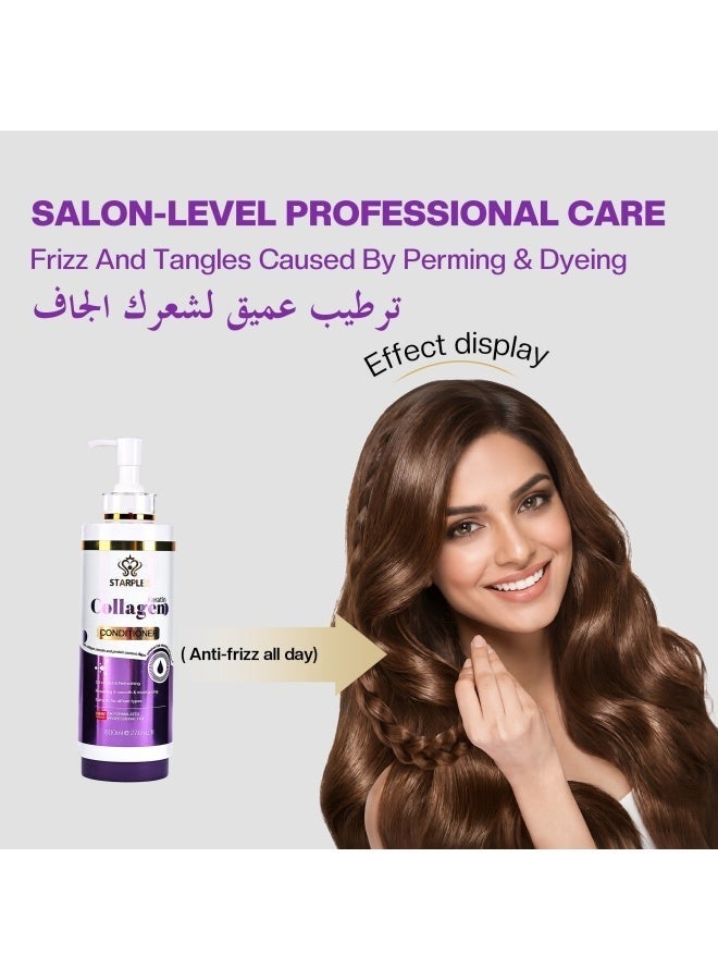 STARPLEX Collagen & Keratin Repairing Conditioner 800ml - Rich Protein for Elasticity & Damage Restoration | Smoothing & Moisturizing | UK Formulated Salon Professional for All Hair Types Women - Image 1