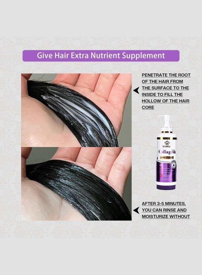 STARPLEX Collagen & Keratin Repairing Conditioner 800ml - Rich Protein for Elasticity & Damage Restoration | Smoothing & Moisturizing | UK Formulated Salon Professional for All Hair Types Women - Image 3