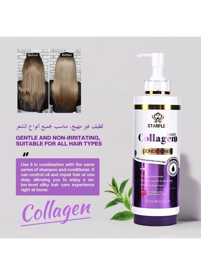 STARPLEX Collagen & Keratin Repairing Conditioner 800ml - Rich Protein for Elasticity & Damage Restoration | Smoothing & Moisturizing | UK Formulated Salon Professional for All Hair Types Women - Image 2