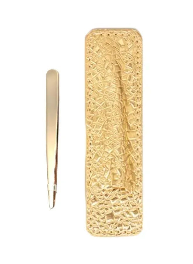 Basicare Signature Gold Slant Tweezers With Pouch