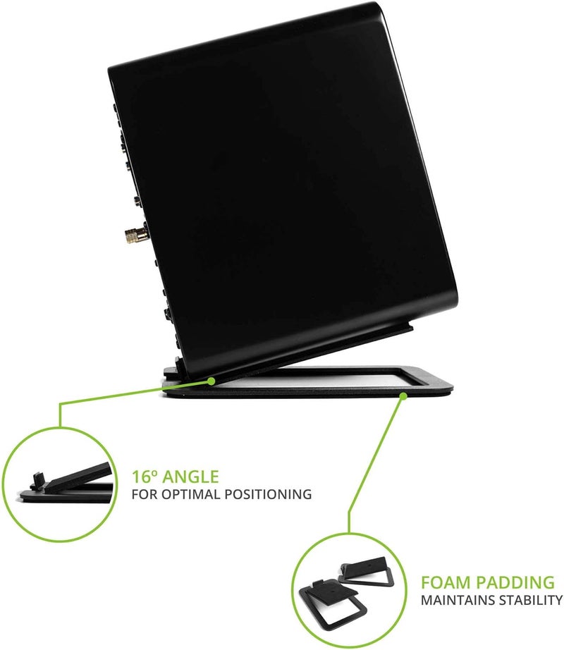 Kanto S4 Tilted Desktop Speaker Stands for Medium Bookshelf Speakers & Mid-Size 3”-4” Studio Monitors | Supports 8 lbs | Damping Foam Padding | ¼”-20 Mounting | Pair | Black - Image 3