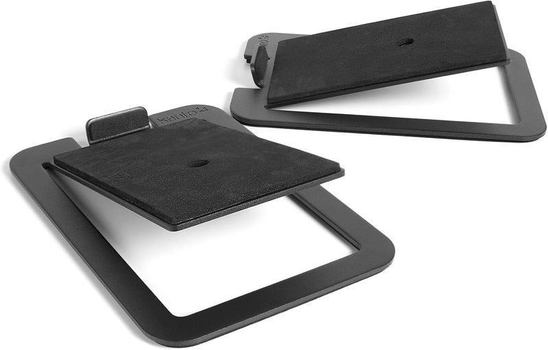 Kanto S4 Tilted Desktop Speaker Stands for Medium Bookshelf Speakers & Mid-Size 3”-4” Studio Monitors | Supports 8 lbs | Damping Foam Padding | ¼”-20 Mounting | Pair | Black - Image 1