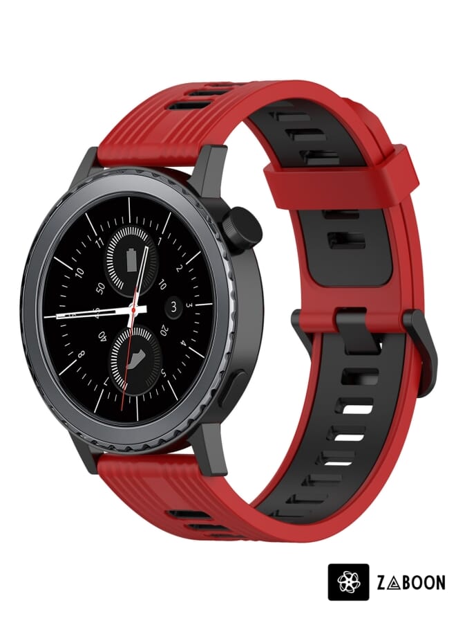 Zaboon سوار ساعة سامسونج جير S2 كلاسيك 20 مم بنمط عمودي بلونين من السيليكون - Image 1