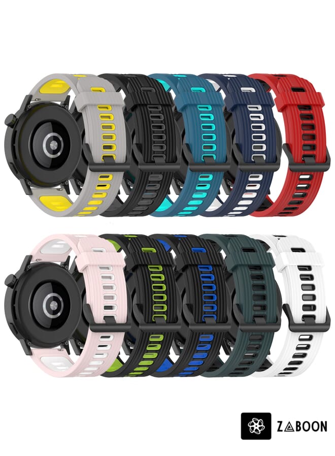 Zaboon سوار ساعة سامسونج جير S2 كلاسيك 20 مم بنمط عمودي بلونين من السيليكون - Image 4