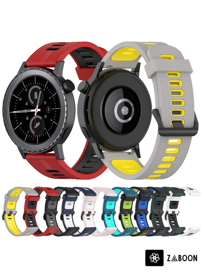 Zaboon سوار ساعة سامسونج جير S2 كلاسيك 20 مم بنمط عمودي بلونين من السيليكون - Image 3