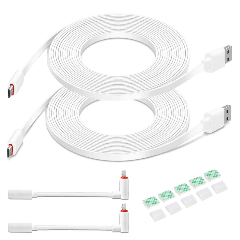 DIANMU 2Pack 10FT Flat Power Extension Cable for Wyze Cam v4/v3/Pan v3/OG/v3 Pro, Blink Mini, Ring Indoor, Kasa Indoor, Blink Mini Pan, Charging Power Cord for Security Camera (Not Type-C) - Image 1