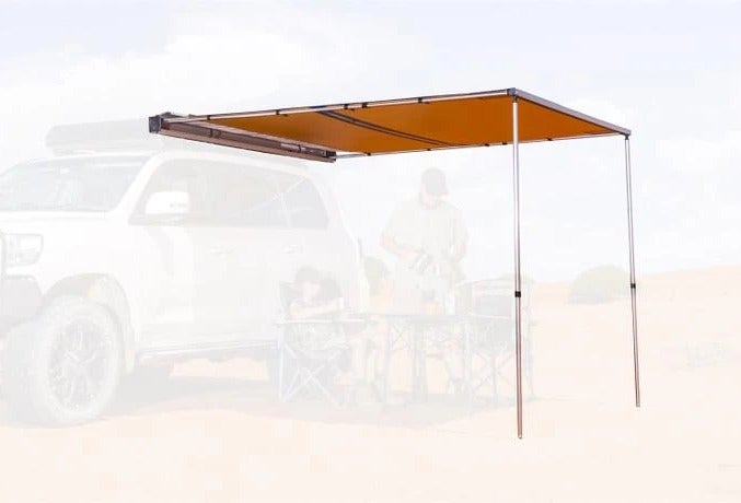 ARB Aluminium Awning 2.5m x 2m with LED Lighting 814414 – Black Aluminium Housing, 300GSM PU Coated Waterproof Ripstop Canvas, Adjustable Telescopic Aluminium Poles, Roof Rack Mounted 4x4 Camping & Overlanding Awning for Vehicles - Image 1