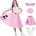 Wizland 100 Days of School Costume Kid Poodle Skirts 50s Outfit For Grils Kids 1950s Outfits Costumes Sock Hop Dresses 5pcs With Socks Scarf Glasses 810 - Image 2