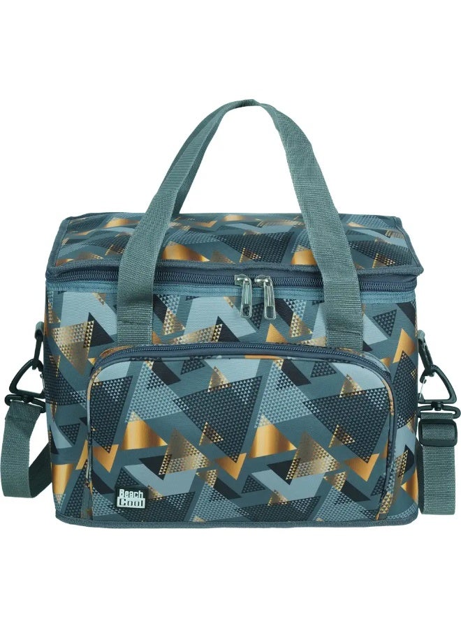 Beach Cool 25L Padded Fabric Thermal Bag for Food and Drinks, 1 Zipper - Gray/Yellow - Image 1