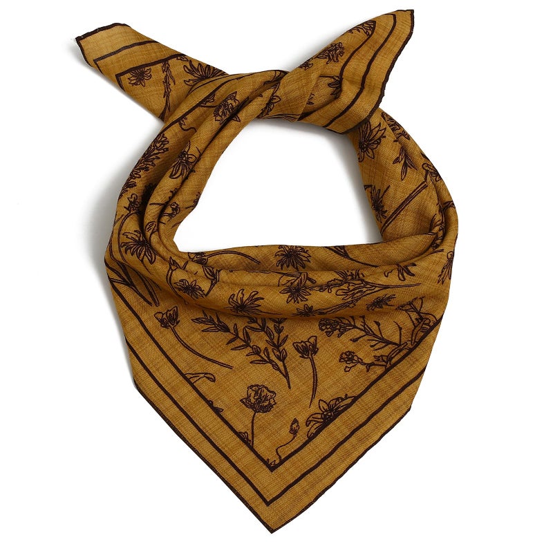 THENEXTLOVE Soft Cotton Viscose Bandana 22''x22'' for Women and Men Multi-purpose Headband Hair Scarf Handkerchief as Gifts(A5-Yellow) - Image 1