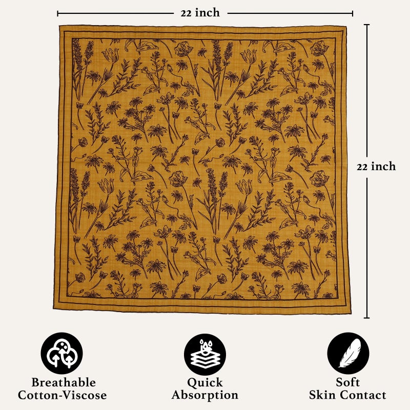 THENEXTLOVE Soft Cotton Viscose Bandana 22''x22'' for Women and Men Multi-purpose Headband Hair Scarf Handkerchief as Gifts(A5-Yellow) - Image 2