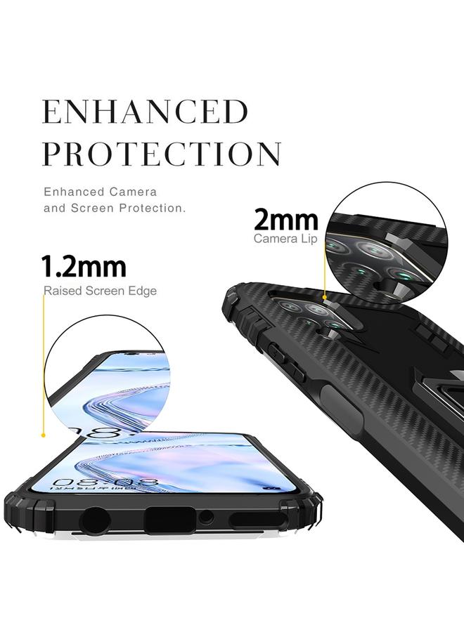 اس-توب جراب لهاتف Huawei nova 7i مصنوع من ألياف الكربون مع حامل حلقي يدور 360 درجة - Image 4