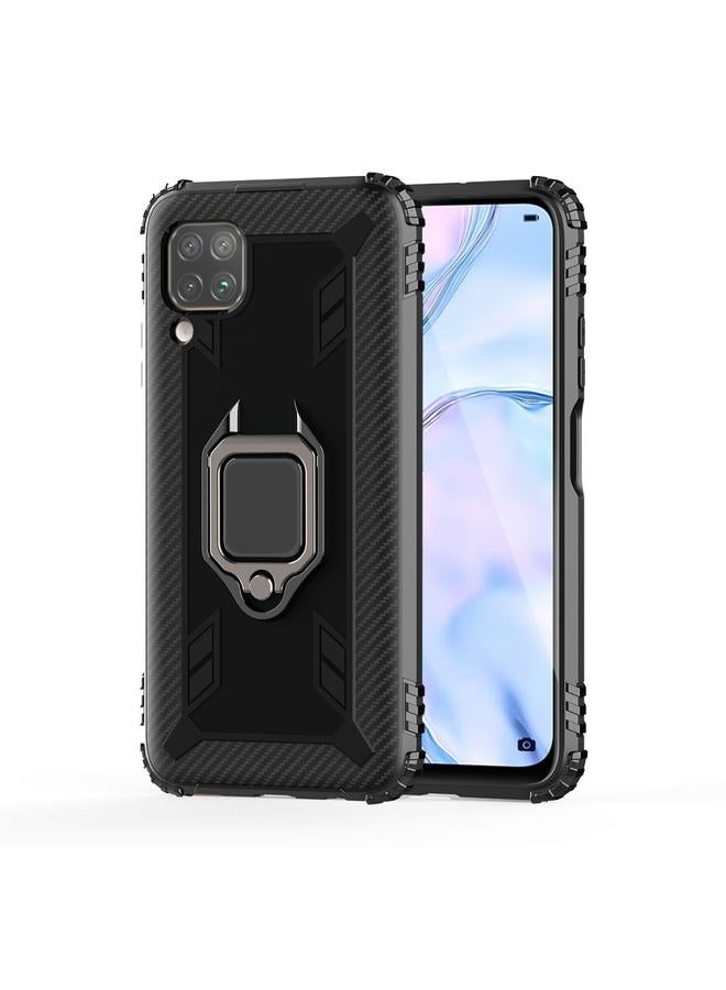 اس-توب جراب لهاتف Huawei nova 7i مصنوع من ألياف الكربون مع حامل حلقي يدور 360 درجة - Image 2