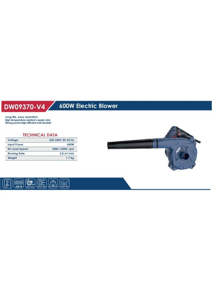 APT Electric Blower & Vacuum 600W with Variable Speed Control - Model DW09370-V4 - Image 3