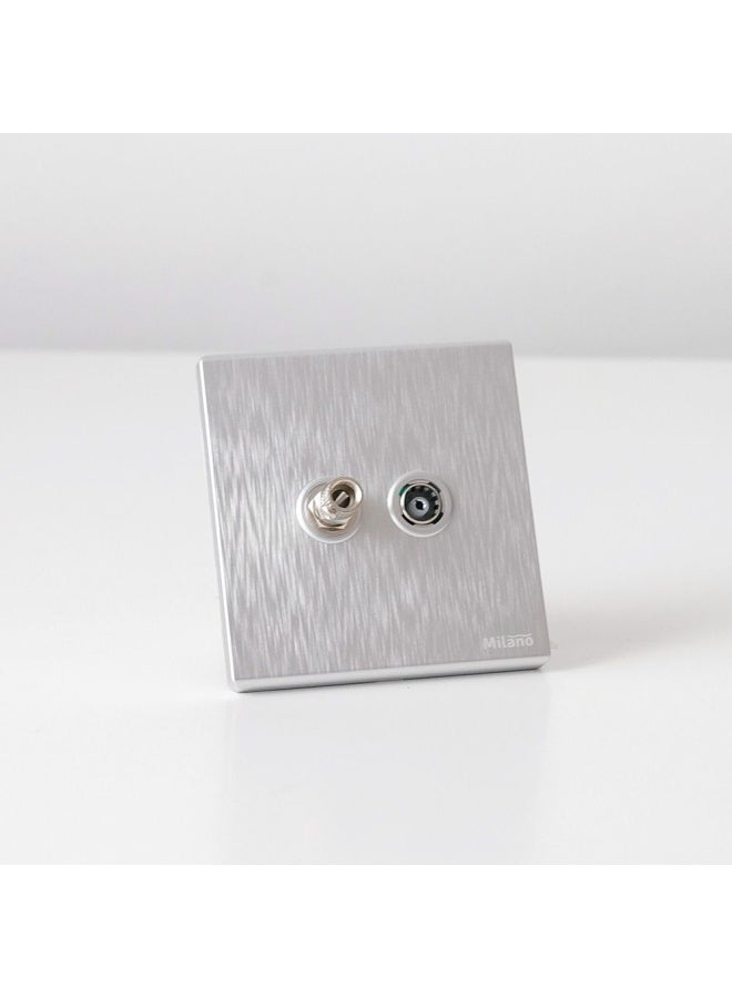 DANUBE HOME Milano Tv And Satellite Outlet Cable Socket For Modern Home Electrical Switches Sockets Outlets For Home Appliances Computers Aura Slvr - Image 1