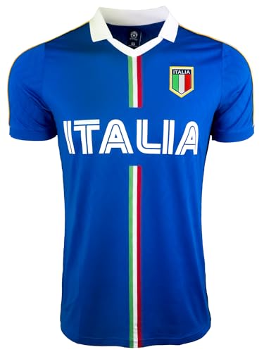 Just 4 Kicks Men's Italy Short Sleeve Shirt, Italia Classic Performance Jersey (AS) Blue - Image 1