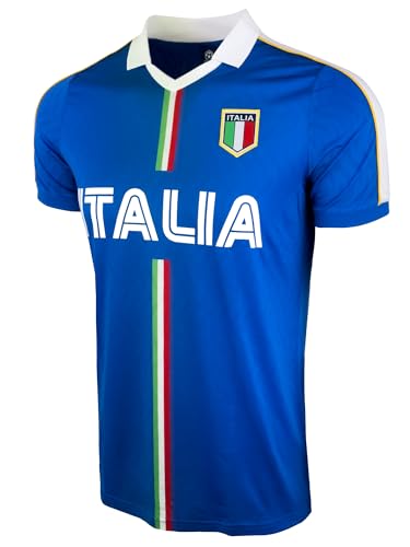 Just 4 Kicks Men's Italy Short Sleeve Shirt, Italia Classic Performance Jersey (AS) Blue - Image 3
