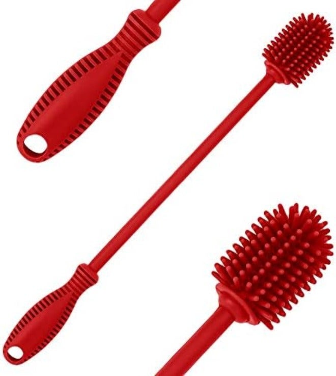 ddLUCK Silicone Bottle Cleaning Brush with Long Handle, 12.5" Water Bottle Cleaner for Baby Bottles, Hydro Flask, Sports Bottle, Vase, Glassware, Perfect for Smaller Diameter Bottle Openings (One Pack) - Image 3