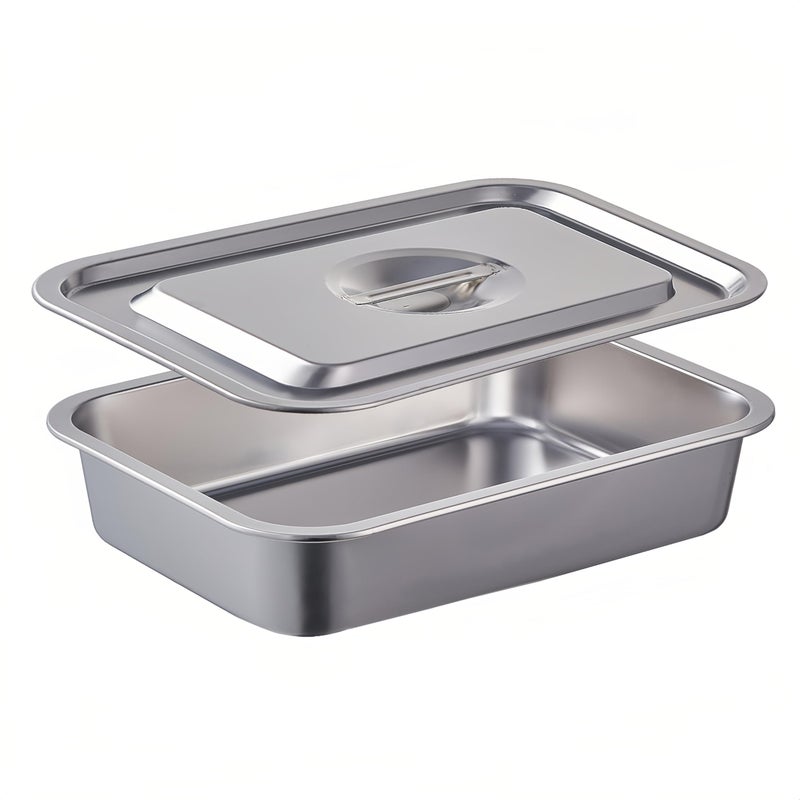 CozyState 4 Inch Extra Deep Lasagna Pan with Lid, 11.6x15.6 Inch 9.2QT Large Stainless Steel Nonstick Lasagna Baking Roasting Dish Pan for Oven(L, 1 Pack) - Image 1
