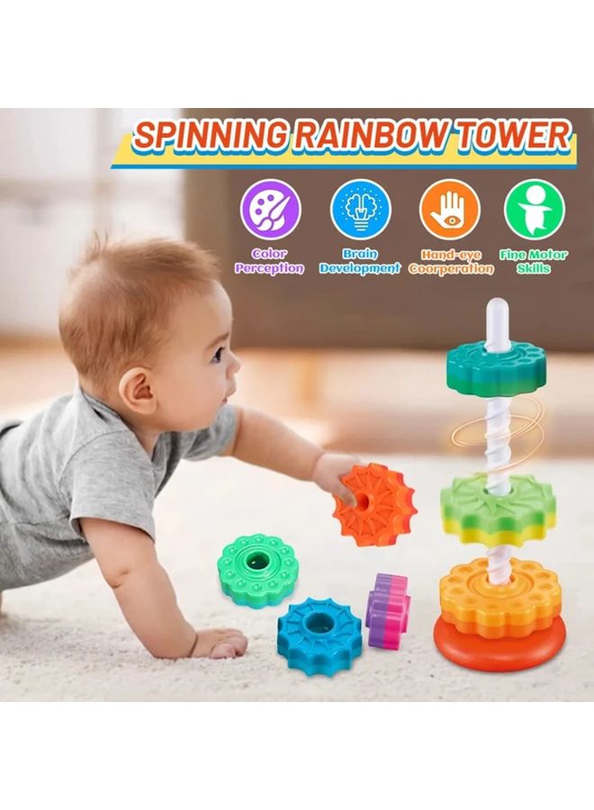 Rainbow Tower Sensory Toy For Motor Skills And Hand Eye Coordination - Image 2