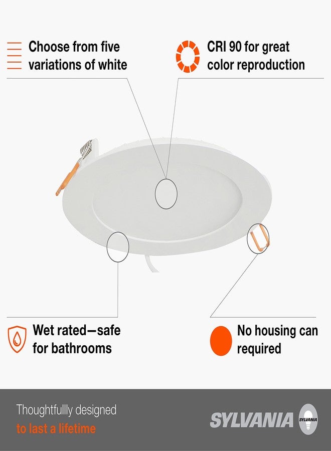 LEDVANCE Sylvania LED 3" Slim Microdisk Recessed Downlight, Dimmable, 8W, 500 Lumens, 5 CCT Color Selectable (2700K/ 3000K/ 3500K/ 4000K/ 5000K), Wet Rated, 90 CRI - 1 Pack (61403) - Image 3
