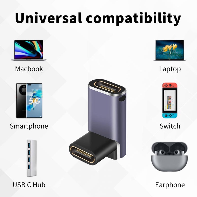 Microware موصل USB C 240W، محول USB C أنثوي إلى أنثوي، موصل موسع بزاوية 90 درجة يدعم نقل بيانات بسرعة 40Gbps وإخراج فيديو بدقة 8K لجهاز Thunderbolt 4/3 iPad، Mac-Book (MMPL-109) - Image 5