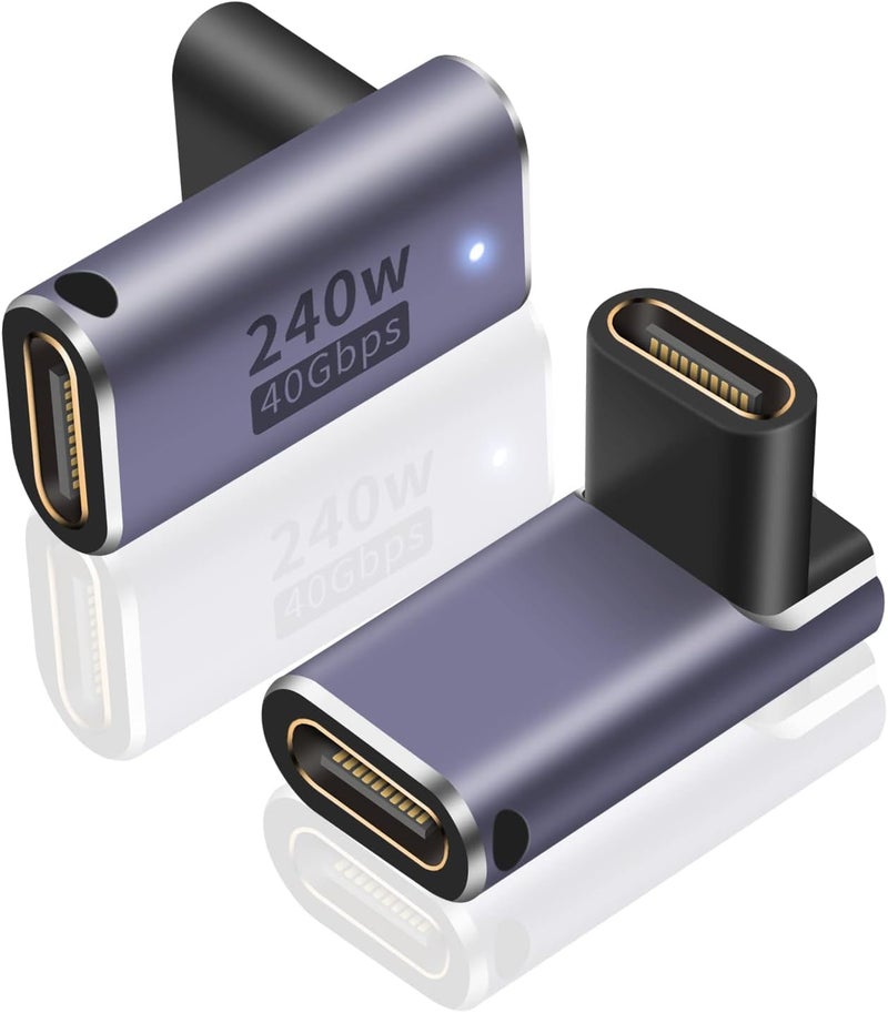 Microware موصل USB C 240W، محول USB C أنثوي إلى أنثوي، موصل موسع بزاوية 90 درجة يدعم نقل بيانات بسرعة 40Gbps وإخراج فيديو بدقة 8K لجهاز Thunderbolt 4/3 iPad، Mac-Book (MMPL-109) - Image 1