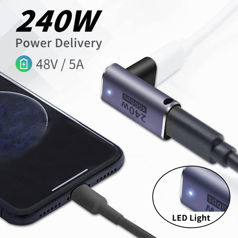 Microware موصل USB C 240W، محول USB C أنثوي إلى أنثوي، موصل موسع بزاوية 90 درجة يدعم نقل بيانات بسرعة 40Gbps وإخراج فيديو بدقة 8K لجهاز Thunderbolt 4/3 iPad، Mac-Book (MMPL-109) - Image 3