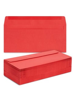 Juvale 100 Pack #10 Red Envelopes With Square Flap For Mailing Letters, Invitations (4 1/8 X 9 1/2 In)  - Image 1