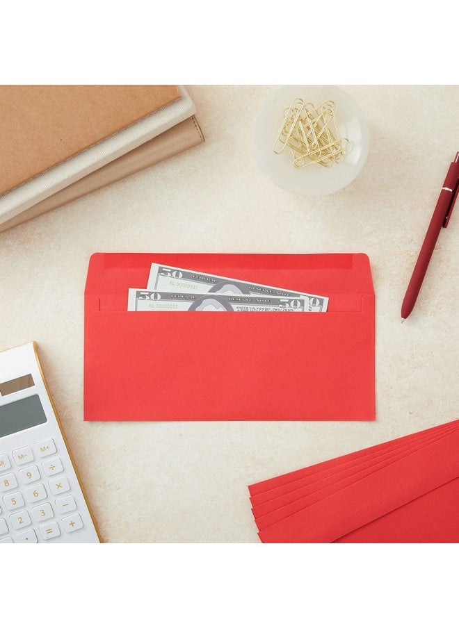 Juvale - 100 Pack #10 Red Envelopes With Square Flap For Mailing Letters, Invitations (4 1/8 X 9 1/2 In) - Image 1