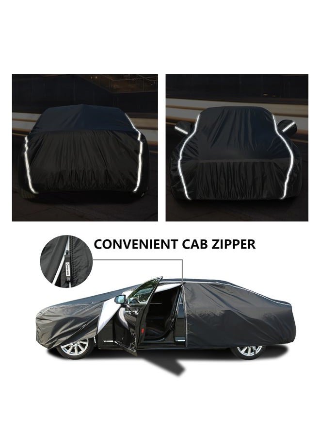Tecoom Car Cover Waterproof All Weather, Outdoor Indoor Car Covers with Zipper Door, Cotton Backing Full Exterior Covers, Snowproof UV Protection Windproof, Universal Fit for Sedan (191"-200") - Image 2