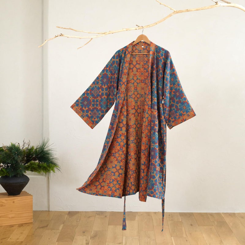 Purefair 100% Cotton Gauze Luxurious Boho Kimono Robe, Long Knit Loose Bathrobe Nightgown Ladies Loungewear Sleepwear for Women - Image 2