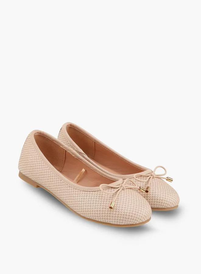 Little Missy Girls Checkered Ballerina Shoes With Bow Accent