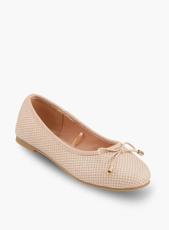 ليتل ميسي Girls Checkered Ballerina Shoes With Bow Accent