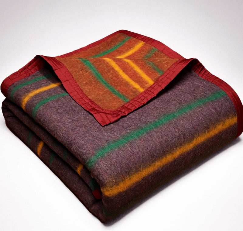 VAS COLLECTIONS Premium Wool Blend Stripe Blanket | 500 GSM | Soft, Warm & Lightweight | Full Size 152x228 cm (60x90 inches) | 1.8 Kg | Ideal for Winter & All Seasons | Grey & Green Stripes - Image 1