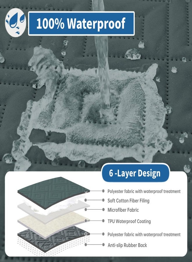 XINEAGE غطاء كرسي استرخاء مقاوم للماء بنسبة 100% من XINEAGE، غطاء كرسي استرخاء مانع للانزلاق مع شريط مطاطي، غطاء كرسي استرخاء قابل للغسل مع جيوب تخزين للأطفال والحيوانات الأليفة (رمادي داكن، 23 بوصة) - Image 4