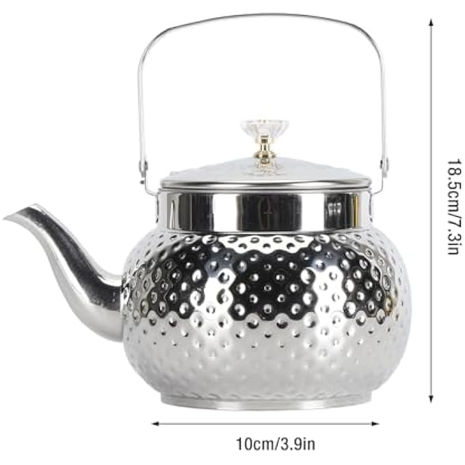 ريحني إبريق شاي من الفولاذ المقاوم للصدأ مع فلتر قابل للإزالة مناسب لفندق منزلي مطعم منقط 1 لتر - Image 4