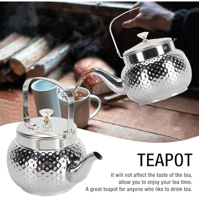 ريحني إبريق شاي من الفولاذ المقاوم للصدأ مع فلتر قابل للإزالة مناسب لفندق منزلي مطعم منقط 1 لتر - Image 5