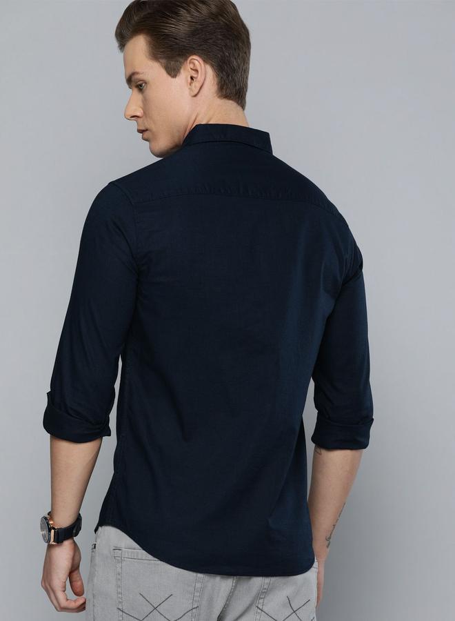 The Indian Garage Co Men Navy Slim Fit Button-Down Collar Shirt - Image 4