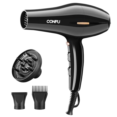 CONFU Hair Dryer, Professional Ionic Salon Blow Dryer with Diffuser for Women and Men, 5X Fast Drying, Powerful and Quiet Hair Blow Dryer for Fast & Easy Styling (1875 Watts) - Image 1