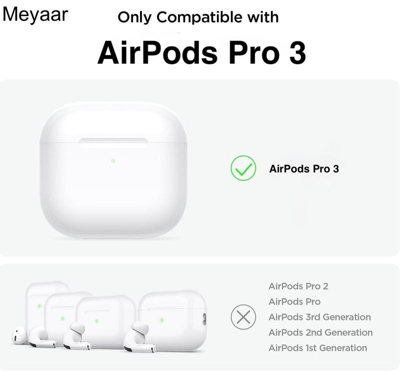 Meyaar for Apple AirPods Pro 3 ​​​​​​​Case Cover with Keychain, Soft Skin Silicone Case Cover, Full Protective Case Cover Compatible with AirPods Pro (3rd Generation) Case 2025 (Grey) - Image 2