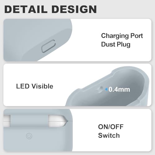 Meyaar for Apple AirPods Pro 3 ​​​​​​​Case Cover with Keychain, Soft Skin Silicone Case Cover, Full Protective Case Cover Compatible with AirPods Pro (3rd Generation) Case 2025 (Grey) - Image 5