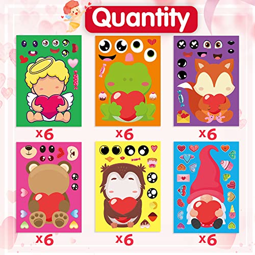 Joy Bang Valentines Stickers for Kids 36 Sheets Make Your Own Face Stickers DIY Valentines Crafts for Kids Red Pink Heart Love Sticker Valentines Day Party Supplies Favors Gift Games - Image 5