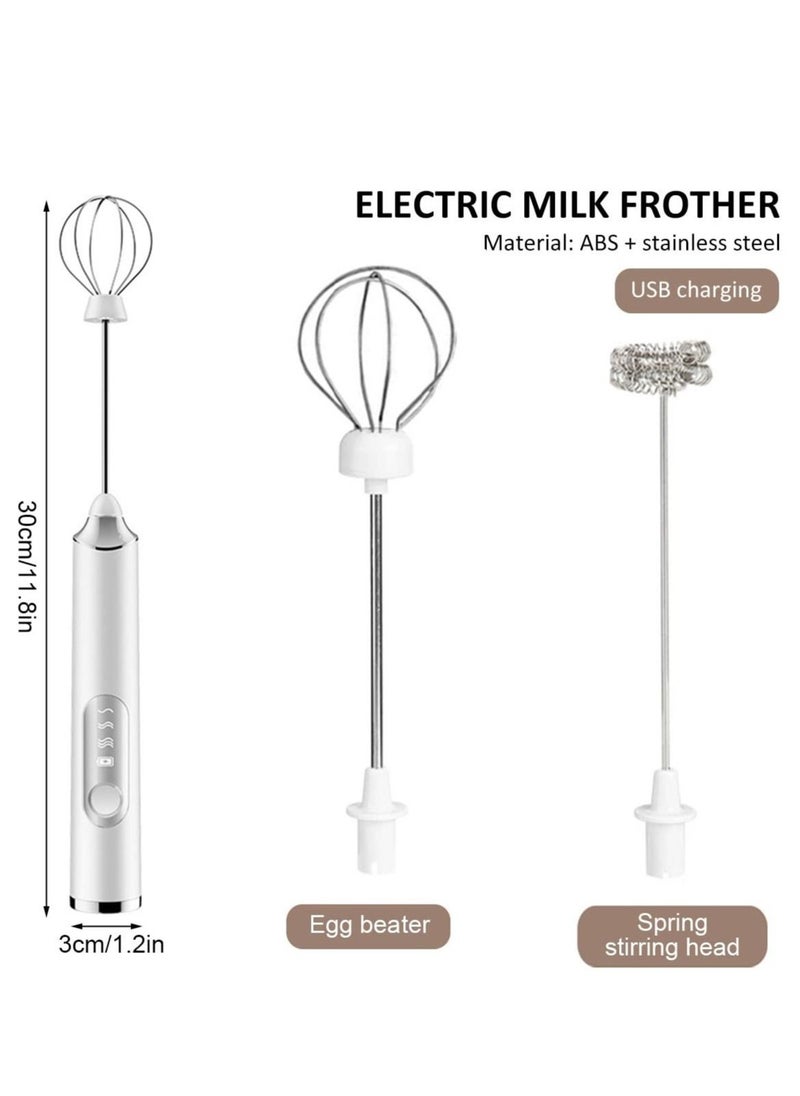 Y&D Handheld Milk Frother 2 Stainless Steel Heads 3 Speeds Rechargeable Ideal for Lattes Cappuccinos Matcha Hot Chocolate  - Image 2