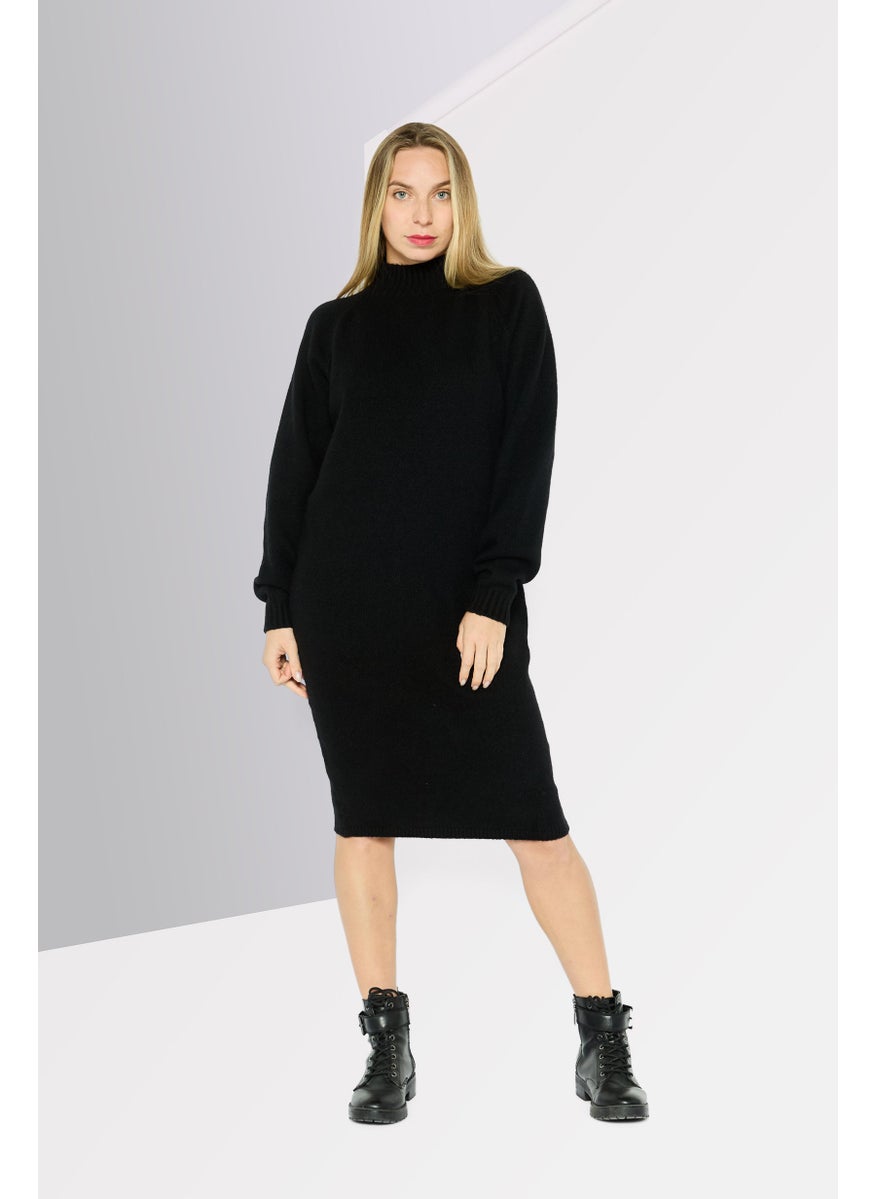 HUGO BOSS Women Knitted Sweater Dress, Black  - Image 2