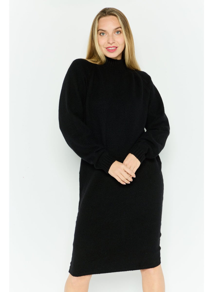 HUGO BOSS Women Knitted Sweater Dress, Black  - Image 1