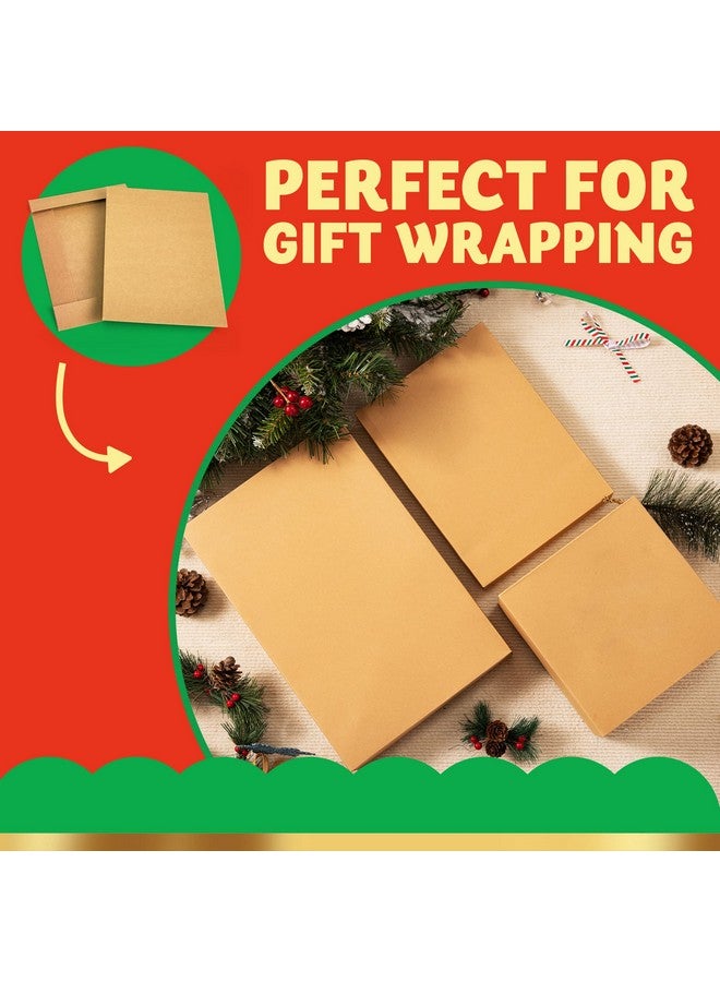جوين JOYIN 12 صندوق هدايا من الورق المقوى البني مع أغطية للهدايا، صناديق تغليف أردية القمصان الكبيرة بعمق 4 بوصات لعطلة عيد الميلاد، 4 أحجام مختلفة من صناديق الكب كيك والملابس الداخلية الاحتفالية لعيد الميلاد - Image 3