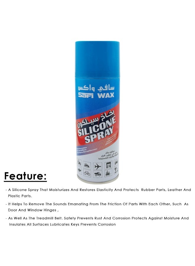 Safi WAX Silicone Spray Lubricant SFW-106 Multi Purpose Anti Rust Water Repellent Protective Spray for Car Bike Rubber Plastic Metal Parts - Image 4