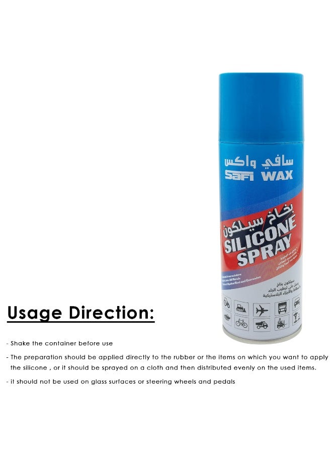 Safi WAX Silicone Spray Lubricant SFW-106 Multi Purpose Anti Rust Water Repellent Protective Spray for Car Bike Rubber Plastic Metal Parts - Image 5